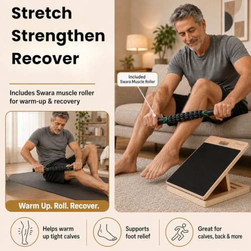 Swara 14″ Wide Ankle Board for Calf Stretching & Exercise, 400 lbs Capacity - size: 14x14 Inch