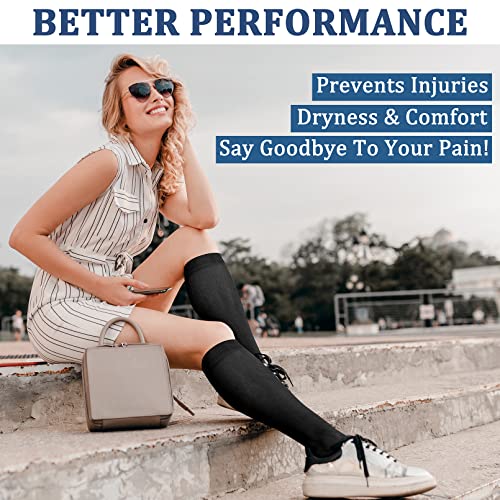 FEYHAY Copper Compression Socks (3 Pairs) 15-20 mmHg Circulation is Best Athletic & Daily for Men & Women, Running, Climbing - color: 01 Copper Black, size: Small-Medium