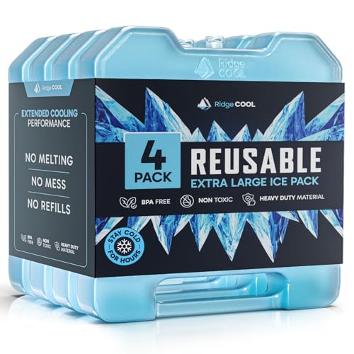 4 Pack Reusable Extra Large Ice Packs for Cooler, Long Lasting Freezer Packs for Camping, Beach, and Road Trips, Cooler Ice Packs BPA-Free Non-Toxic, 10.28"x 7.80" - size: XL 4-pack