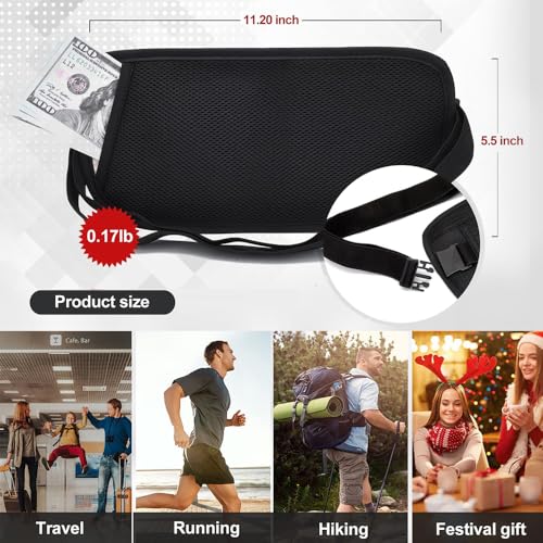 RFID Blocking Money Belt for Men and Women, Slim Waist, Black, 2 Pieces - color: Black-2