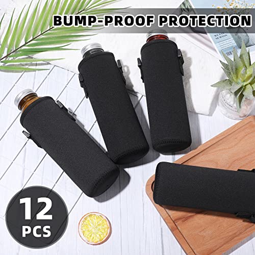 Sabary 12 Pcs Water Bottle Sleeve with Shoulder Strap 25oz Sublimation Water Bottle Holder Carrier Pouch Adjustable Sling Bag for Boys Girls(Black)