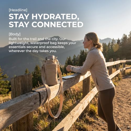 Bokelai Water Bottle Holder Bag with Strap Lightweight Crossbody Carrier Sling Bag for Hiking Camping Travelling Water Bottle Sleeve Gym Accessories - color: Light Beige