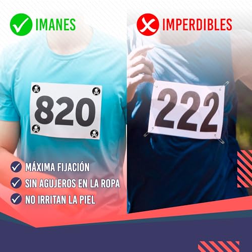 4 Race Bib Magnets for Runners, Race Bib Clips, No Pins, Skull - color: Skull