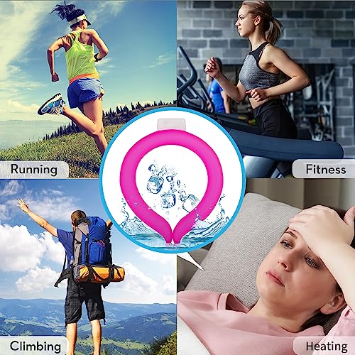 2 Pack Neck Cooling Tube with Insulated Cooling Bag, Reusable PCM Ice Ring - color: Pink*2
