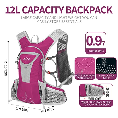 IX INOXTO Hydration Pack Backpack, Lightweight Water Backpack with 2L Hydration Bladder Daypack for Men Women,Running Hydration Vest for Trail Running Hiking Cycling Race Climbing - color: Pink