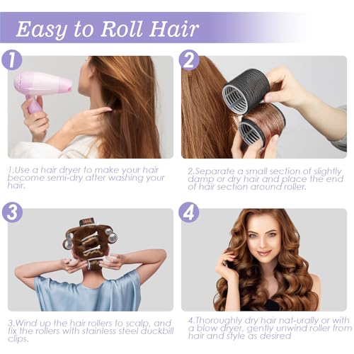 6Pcs 64mm Jumbo Hair Rollers Curlers & 6Pcs 55mm Large Hair Curlers Rollers
