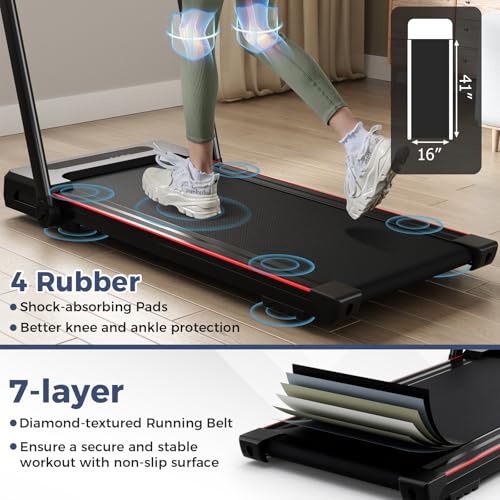 GYMAX Walking Pad Treadmill, 3 in 1 Folding Treadmill with Removable Desktop, Remote & 12 Preset Programs, 2.5 HP Under Desk Walking Pad Running Machine for Home Gym Exercise Workout - color: Black