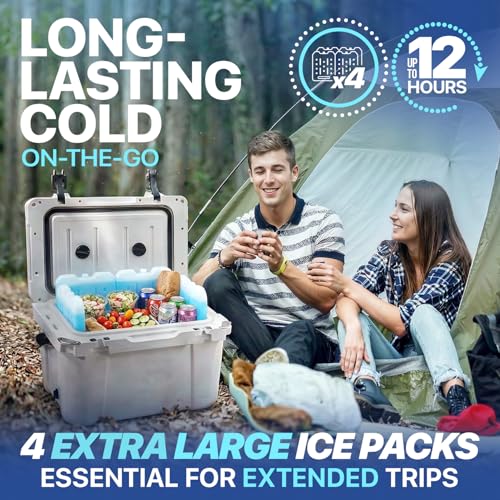 4 Pack Reusable Extra Large Ice Packs for Cooler, Long Lasting Freezer Packs for Camping, Beach, and Road Trips, Cooler Ice Packs BPA-Free Non-Toxic, 10.28"x 7.80" - size: XL 4-pack