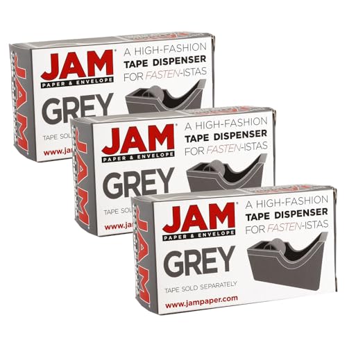 JAM PAPER Colorful Desk Tape Dispensers - Grey - 3/Pack - color: Grey, size: Pack of 3