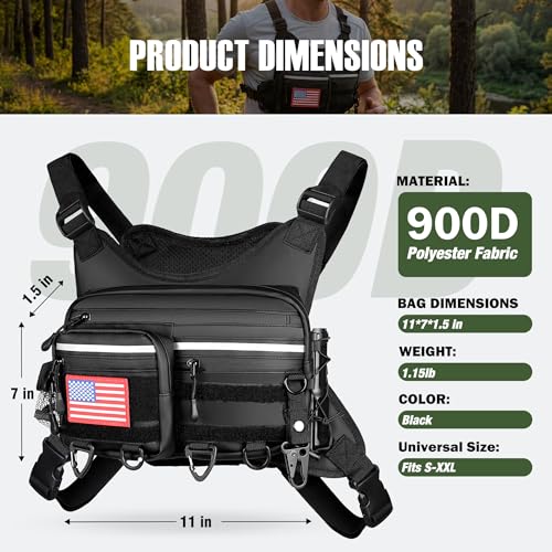 PLUSINNO Chest Bag For Men and Women, Chest Rig Tactical Vest for Sport, Running Phone Holder, EDC Travel Chest Pack for Hiking, Running, Motorcycling,Workouts
