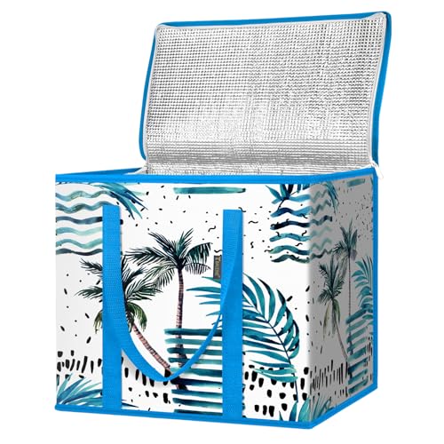 BALEINE Insulated Reusable Grocery Bags with Zippered Top, Large Cooler Bag - color: Island Breeze, size: 1 Pack