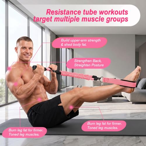 Resistance Bands with Handles,Pedal Resistance Band with Handle - color: 90lbs-Pink