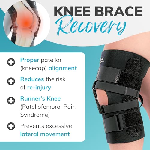 BraceAbility J Patella Knee Brace - Lateral Patellar Stabilizer with Medial and J-Lat Support Straps for Dislocation, Subluxation, Patellofemoral Pain, Left or Right Kneecap Tracking (XL) - size: X-Large