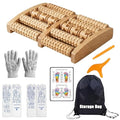 Wooden Foot Massager Roller with Reflexology Socks and Gloves Tools Set for Circulation, Pain Relief in Wide Feet, Health Promotion, Gift for Mom, Dad, or Elderly