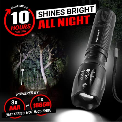GearLight LED Flashlight High Lumens, Mini Tactical LED Flashlight 2 Pack, 5 Modes Zoomable Beam, Battery Powered for Camping, Hunting, Home & Emergency, Compact Small LED Flashlight (Red) - color: Red 2 Pack