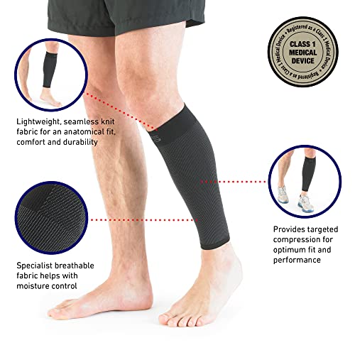 Neo-G Calf Compression Sleeve for Men and Women for Sports, Daily Wear – Shin Splint Compression Sleeve provides Shin Splint Relief, Pain Relief from Injury, Strains, Sprains, Weak Calves - XL - size: X-LARGE: 44 - 48 CM