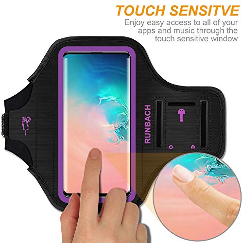 Armband for Samsung Galaxy S26/S25/S24/S23/S22/S21/S20/S10/S9/S8 up to 6.2",Water Resistant Running Exercise Gym Bag with Card Slot and Key Holder (Purple) - color: Purple