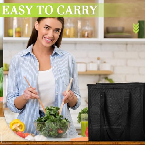 10 Pack Large 18L Insulated Grocery Bag Bulk Zippered, Black - color: Black