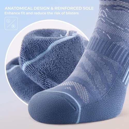 FITRELL Men's 6 Pack Ankle Running Socks Low Cut Cushioned Athletic Sports Socks 7-9/9-12/12-15 - color: Blue Smoke, size: 7-9