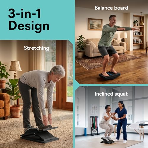 Slant Boards for Exercise, Wooden Slant Board, Calf Stretch Board with 7 Incline Angles, Velour Board, Balance Board & Calf Stretcher, Portable Incline Board for Physical Therapy, Ankle Mobility, Heel & Knees - color: Black