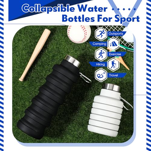 Baderke 2 Pcs Collapsible Water Bottles, 17oz, Black, Gray White - color: Black, Gray White