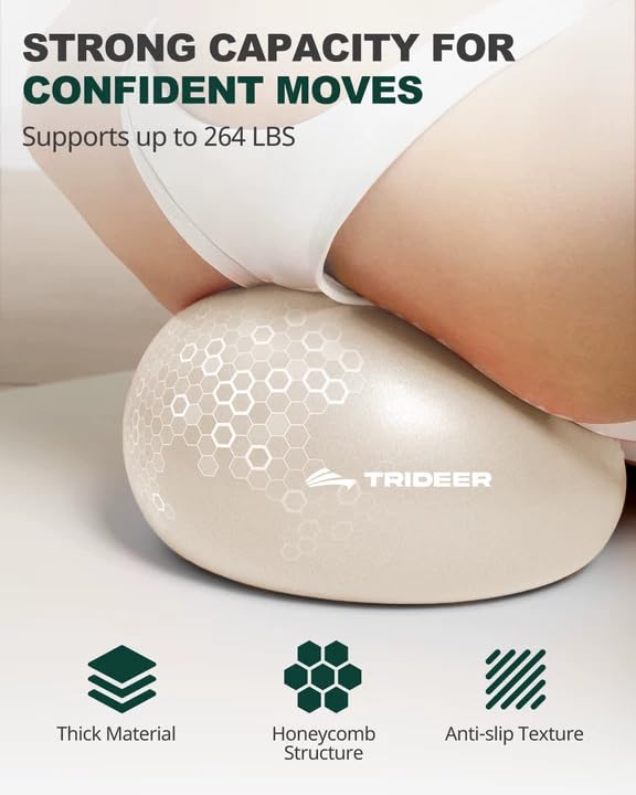Trideer 9 Inch Pilates Ball with Inflation Straw, Small Exercise Yoga Ball - color: Oat Beige