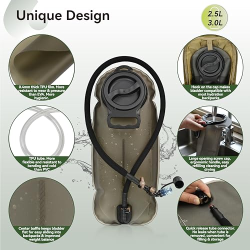 MARCHWAY Ultra Durable TPU Hydration Bladder with Insulated Tube, 2.5L/3L - color: Grey, size: 2.5L