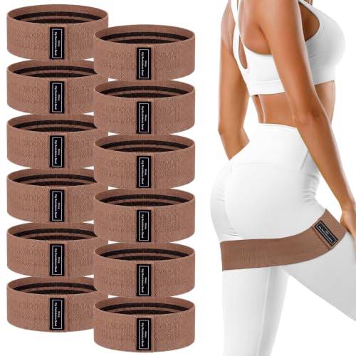 Lenwen 12 Pcs Fabric Resistance Bands Bulk - color: Dark Brown