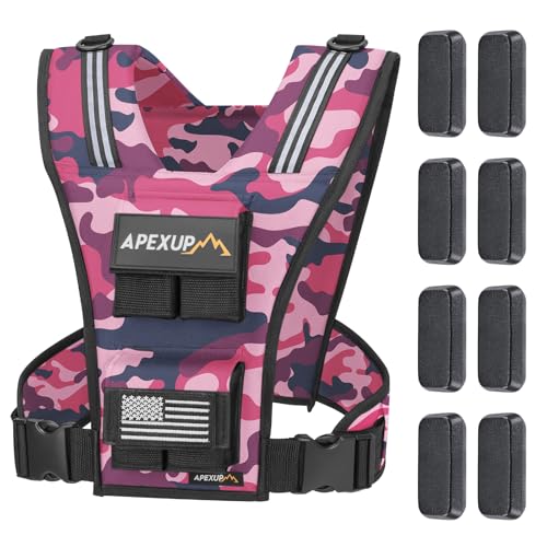 APEXUP Weighted Vest Men, Adjustable Weight Vest for Running - color: Pink Camo, size: With Weights-20lbs