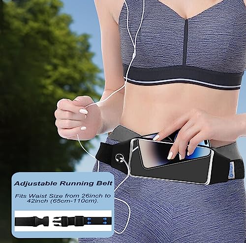 Running Belt,Fanny Pack Fits Phones UP to 6.5" for Women Men,Black and Pink - color: Black