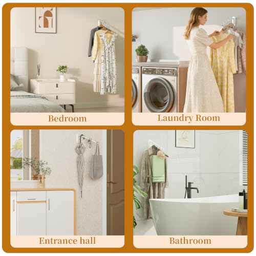 Alise Wall Mounted Drying Rack,Swivel Clothes Drying Hangers,White,2 Pack - color: White, size: 1005 (2 Pack)