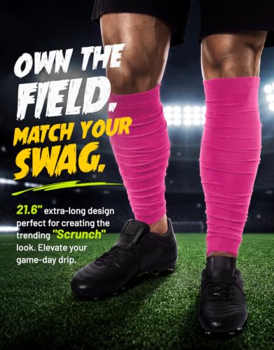 Football Leg Sleeves Scrunch Style Calf Compression Sleeve Men One Size - color: Neon Pink