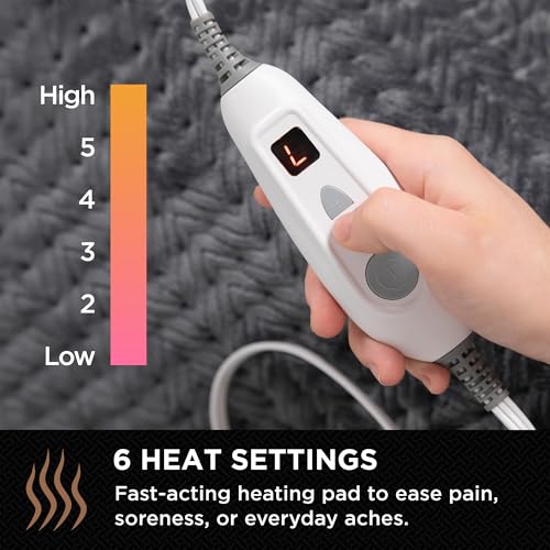Brookstone Herringbone Portable Heating Pad, 16 x 12 in, Gray - color: Gray