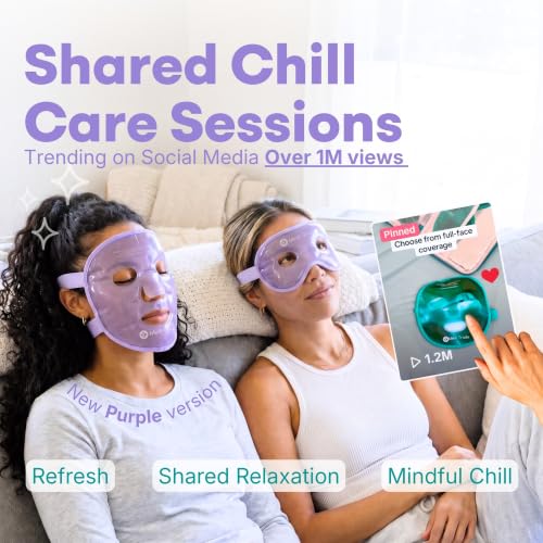 Medi Grade Face Ice Pack and Cooling Eye Mask Set, ChillGel Gel Mask Purple - color: Purple