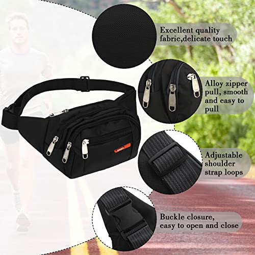 3 Pcs Fanny Packs Crossbody Waist Bags for Women Men Crossbody Waterproof Fanny Pack Belt Bag for Travel Walking Running Hiking Cycling Outdoor Easy Carry Any Phone, Wallet (Black, Red, Gray) - color: Black, Red, Gray