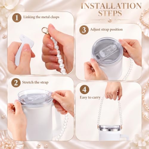Silifine Silicone Water Bottle Holder Sling with Pearl Strap, White - color: White