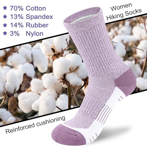 cuangya Women Crew Socks Athletic Cushioned Running Hiking 3-5 Pairs - color: 5 Pairs Spliced Purple, size: 8-10