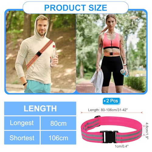 PATIKIL Adjustable Reflective Running Belt, Glow Pt Belt Sash for Cycling Walking - color: Pink, size: 1.9 Inch