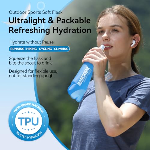 MARCHWAY Soft Flask Collapsible Water Bottle with Wide Mouth, 300ml/500ml - color: Dark Blue, size: 300 ml/10 oz