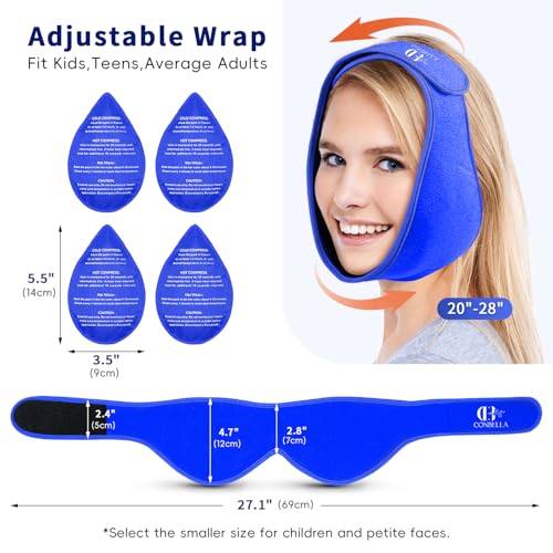 Wisdom Teeth Ice Pack Head Wrap for Pain Relief - Cold Hot Therapy for Face - color: Blue
