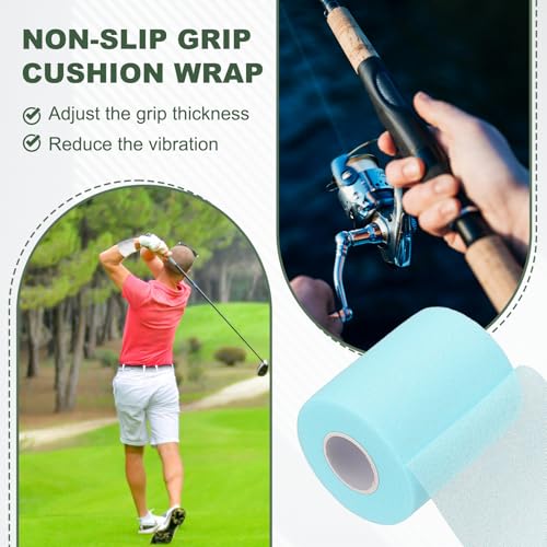 Pre Wrap Tape, Non-Slip Grip Cushion Wrap Prewrap Athletic Tape Fitting for (Tennis- Badminton - Pickleball - Sports) - color: Light Blue