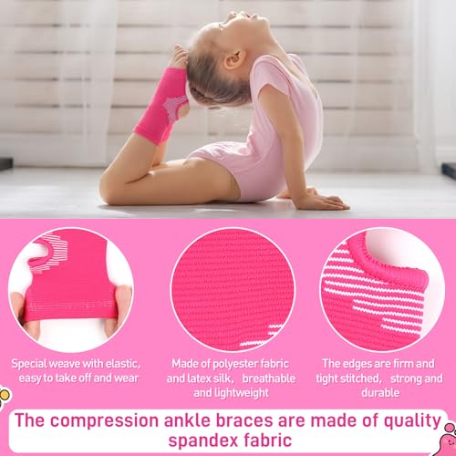 Tarpop 2 Pairs Kids Ankle Brace, Compression Sleeves, M+S, Pink - color: Pink, size: Small,Median