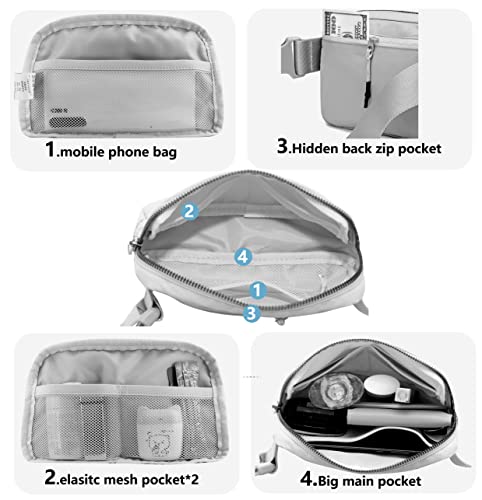 Fanny Belt Bag Waist Pack Crossbody Bags Bum Bag for Running Hiking Travel Workout Adjustable Strap for Women -grey - color: grey