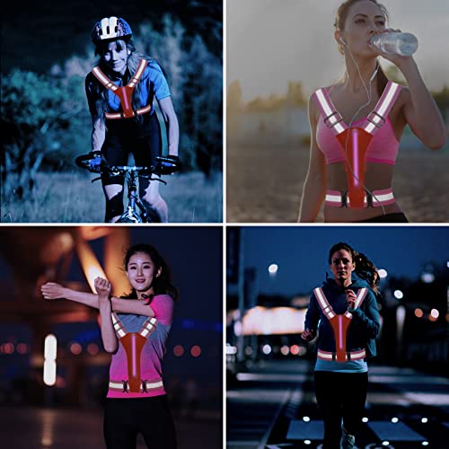 LED Reflective Vest Running Gear, Light Up Running Vest Rechargeable, Night Safety Gear for Walking Running Cycling - color: Pink