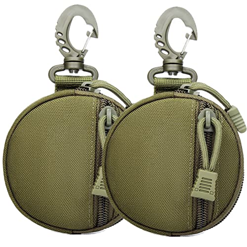 2 Packs Tactical EDC Pouches Compact Mini Military Molle Utility Pouch Accessories Organizer Bags Coin Purse Keychain Pockets Credit Card Holder for Waist Pack - color: 2 Pack Circle Green