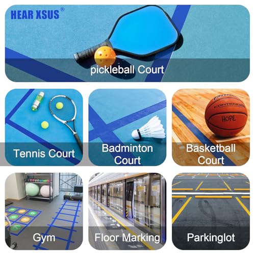 230 ft Pickleball Court Tape, 2 in Wide x 76.7 yd Long Court Marking Kit for A Complete Pickleball Court, Durable Floor Marking Tape for Outdoor and Indoor Use - style: Blue 2PC