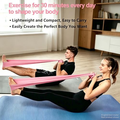 Long Resistance Bands for Working Out, Physical Therapy, Yoga & Pilates - color: Pink