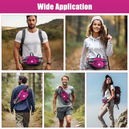 Fanny Pack Waist Bag with Water Bottle Holder for Men Women Running Hiking Travel Dog Walking Workout Cycling Outdoor (Pink) - color: Pink