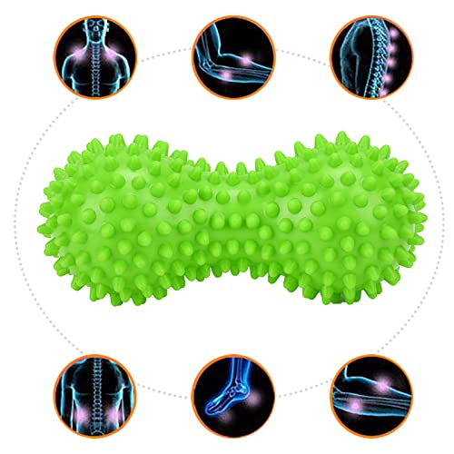 Massage Ball, Peanut Ball Massager Spiky Massage Ball PVC Fascia Ball Peanut Massage Ball Fitness Yoga Spike Ball for Muscle Hand Planta Pedis Relaxation(Green)