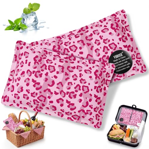VIHOSE 2 Pcs Ice Packs for Lunch Box Bag - color: Pink, style: Leopard Print